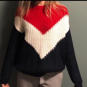 Red white and blue oversized GARAGE sweater